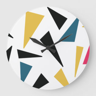 Modern, cheerful, fun, vibrant geometric pattern large clock