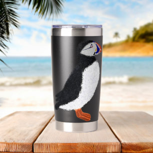 Modern cheerful puffin insulated tumbler