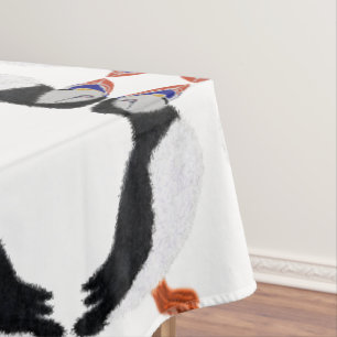 Modern cheerful puffin tablecloth