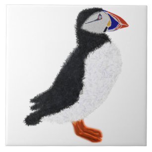Modern cheerful puffin tile