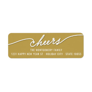Modern Cheers Calligraphy Gold Holiday Address