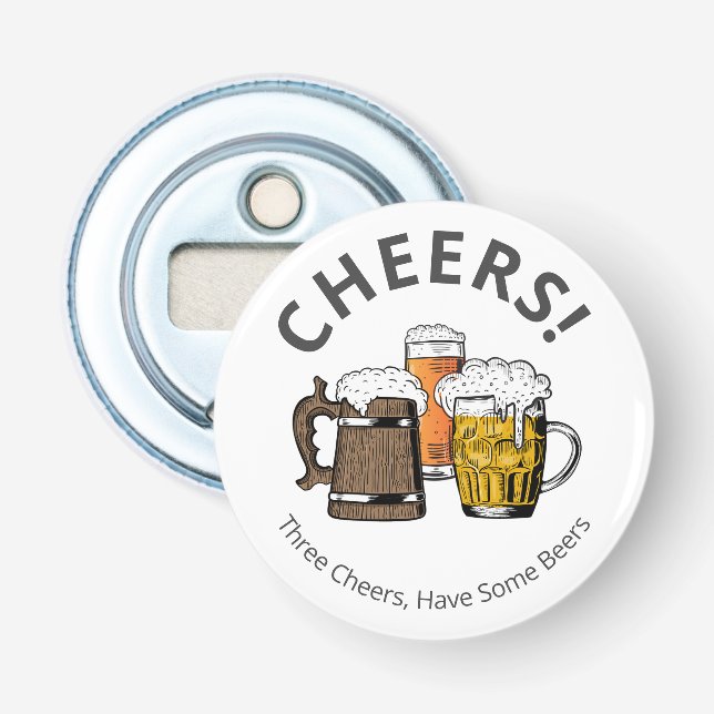 Modern CHEERS Cartoon Beers Customisable Bottle Opener (Front)