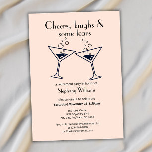 Modern Cheers Laughs Tears Cocktail Retirement Invitation