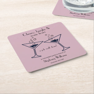 Modern Cheers Laughs Tears Cocktail Retirement Square Paper Coaster