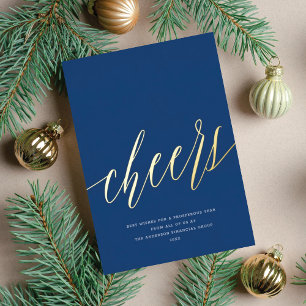 Modern Cheers Non-Photo Business Blue Christmas
