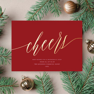 Modern Cheers Non-Photo Business Deep Red Gold