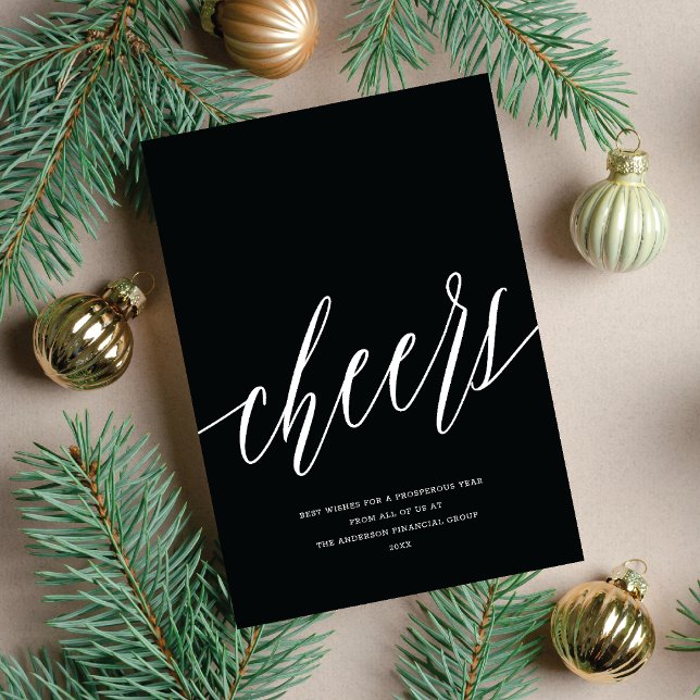 Modern Cheers Non-Photo Business Holiday Card (Creator Uploaded)