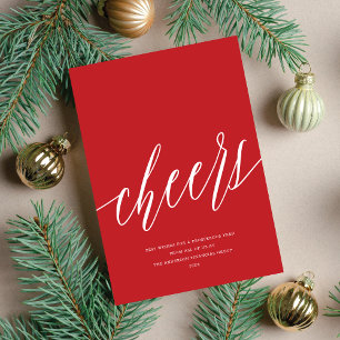 Modern Cheers Non-Photo Business Holiday Card Red