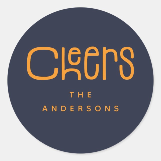 Modern Cheers' Personalised  Classic Round Sticker (Front)