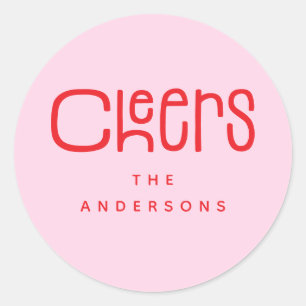 Modern Cheers' Personalised Classic Round Sticker