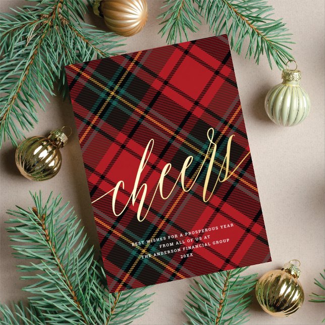 Modern Cheers Red Tartan Non-Photo Business (Creator Uploaded)