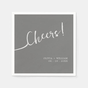 Modern Cheers Silver Grey Wedding Napkins