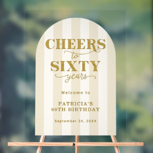 Modern Cheers Sixty Years 60TH Birthday Welcome Acrylic Sign