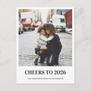 Modern Cheers To 2026 New Year Script Photo Holiday Postcard