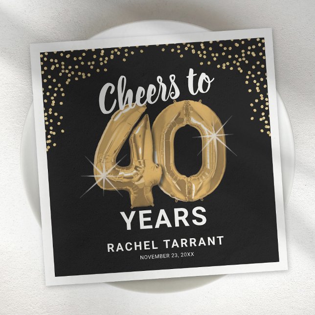 Modern Cheers to 40 Years Birthday Napkins (Creator Uploaded)