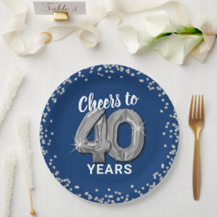 Modern Cheers to 40 Years Birthday Paper Plate