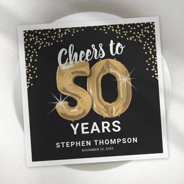 Modern Cheers to 50 Years Birthday Napkins (Creator Uploaded)