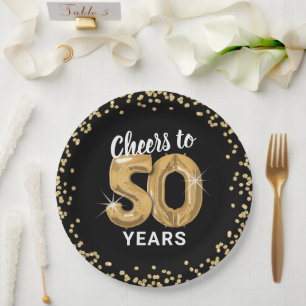 Modern Cheers to 50 Years Birthday Paper Plate