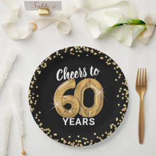 Modern Cheers to 60 Years Birthday Paper Plate