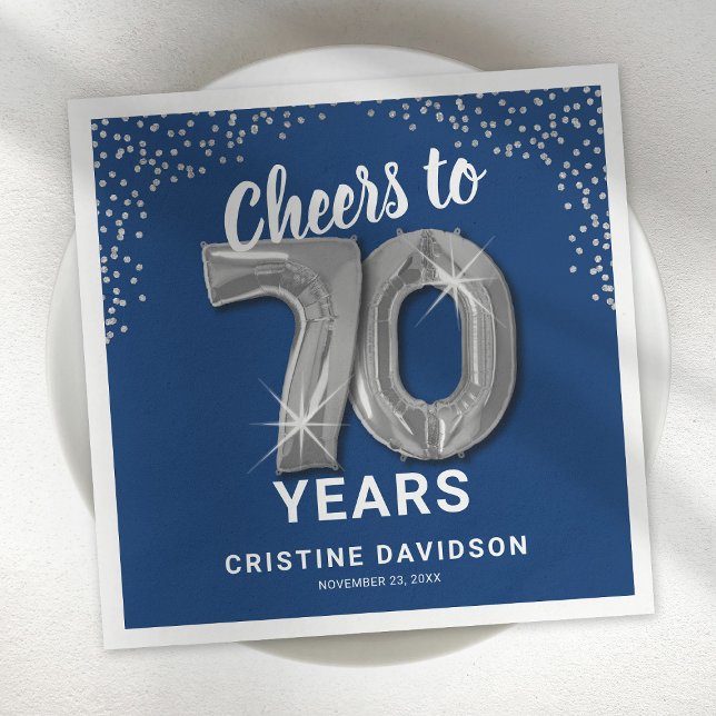 Modern Cheers to 70 Years Adult Birthday Napkins (Creator Uploaded)