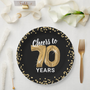 Modern Cheers to 70 Years Birthday Paper Plate