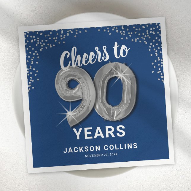 Modern Cheers to 90 Years Adult Birthday Napkins (Creator Uploaded)