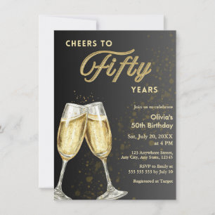 Modern Cheers to Fifty Years 50th Birthday Invitation