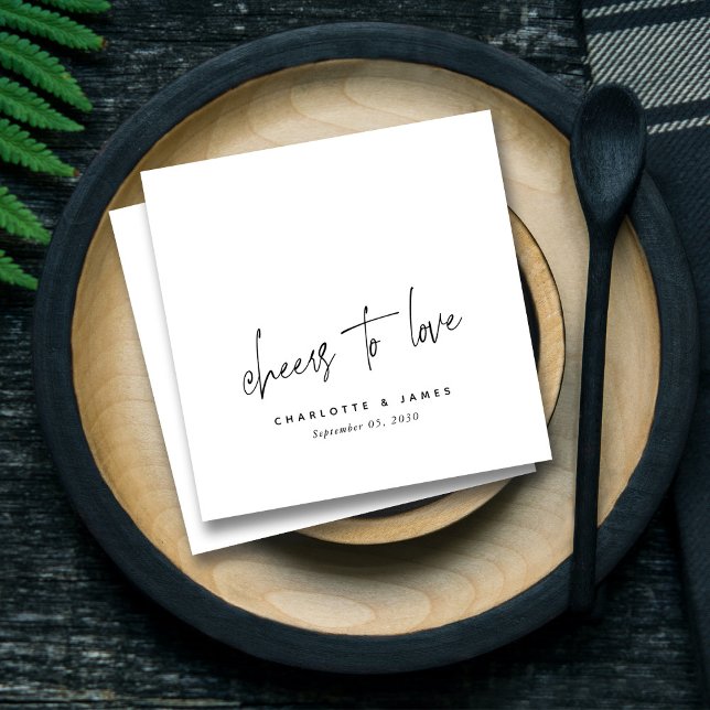 Modern Cheers to Love Elegant Personalised Wedding Napkin (Modern Cheers to Love Elegant Personalized Wedding Napkins)