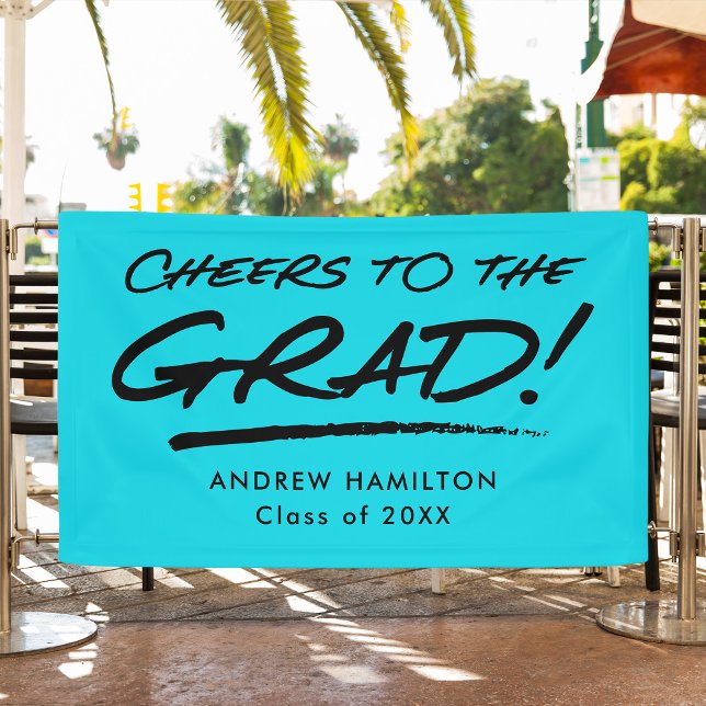 Modern Cheers to the Grad Turquoise Graduation Banner (Creator Uploaded)