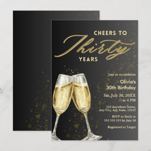 Modern Cheers to Thirty Years 30th Birthday Invitation