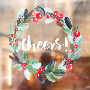Modern cheers watercolor wreath script