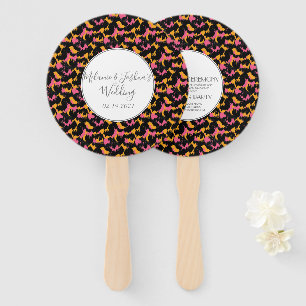 Modern Cheetah Animal Print Furry Wedding Round Hand Fan