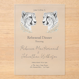 Modern Cheetah Elegant Rehearsal Dinner Design Acrylic Invitations