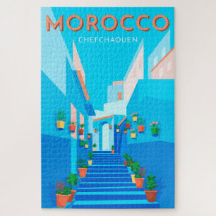Modern Chefchaouen Morocco Travel Jigsaw Puzzle