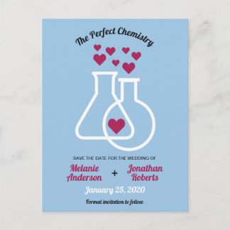 Modern Chemistry Heart Wedding Save The Date Announcement Postcard
