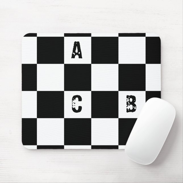 Modern Chequered black and white Alphabets Mouse Pad (With Mouse)