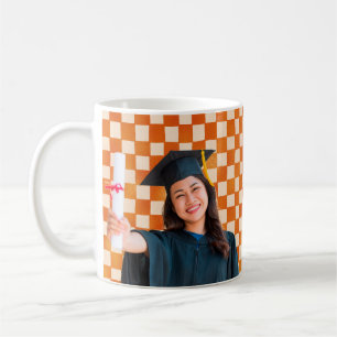 Modern Chequered Custom Portrait Photo Graduation Coffee Mug