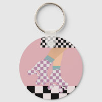 Modern Chequered Roller Skating Girl Art Checks