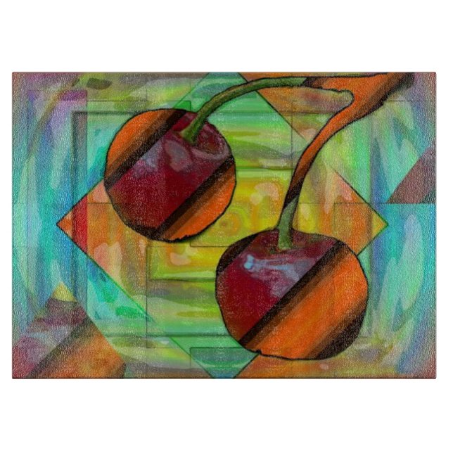 Modern Cherries Cutting Board (Front)