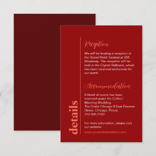 Modern Cherry and Bright Red Colourful Wedding Inf Enclosure Card