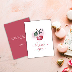 Modern Cherry Berry Sweetheat Baby Shower Thank You Card