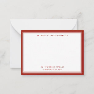 Modern Cherry Red Border Name & Address Card