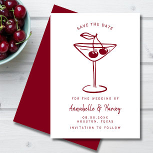 Modern Cherry Red Handwritten Save The Date