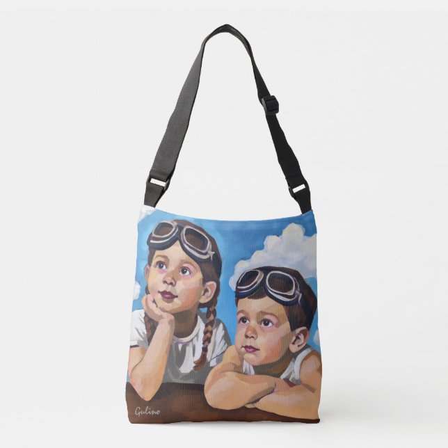 Modern Cherub Painting - Rembrandt Inspired Art Crossbody Bag (Front)