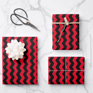 Modern Chevron Black and Red Stripes Pattern Wrapping Paper Sheet