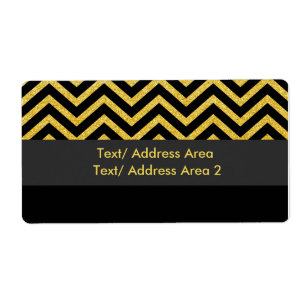 Modern Chevron Black & Gold Shipping Package Label