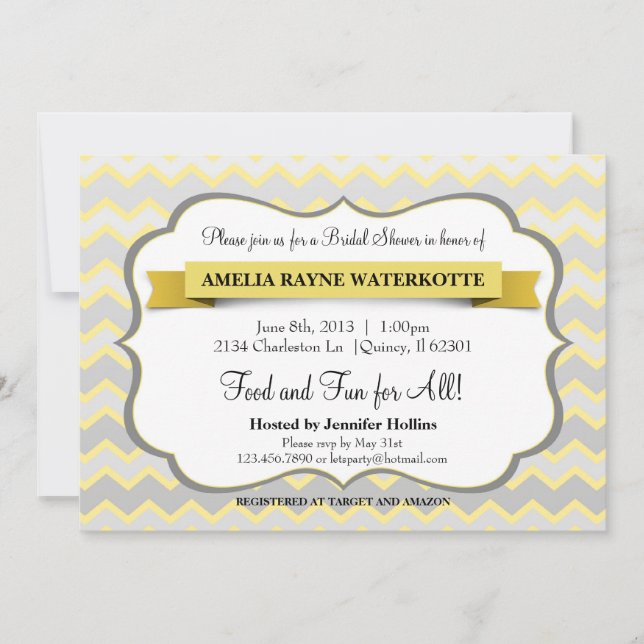Modern Chevron Bridal Shower Invite (Front)