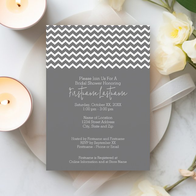 Modern Chevron Bridal Shower or Engagement Party Invitation (Bridal Shower Invitation - modern chevrons)