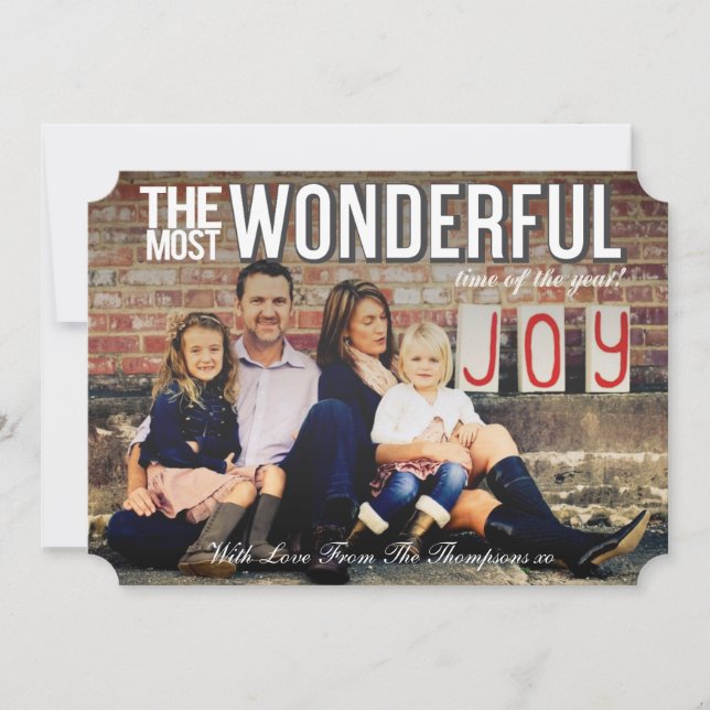 Modern Chevron Christmas Photo Overlay Flat Card (Front)
