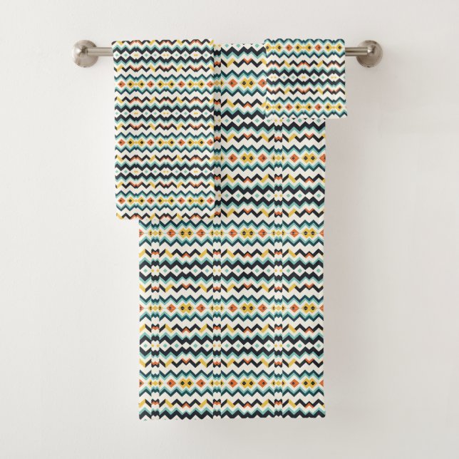 modern chevron Geometric pattern Bath Towel Set (Insitu)
